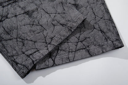 DAXUEN grey crackle wide-leg trousers