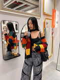 DAXUEN grey crackle wide-leg trousers — model photo