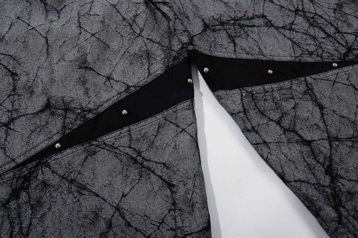 DAXUEN grey crackle wide-leg trousers