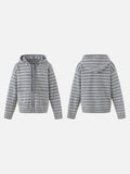 DAXUEN grey striped hooded knit cardigan
