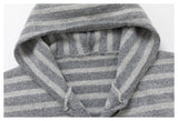 DAXUEN grey striped hooded knit cardigan