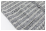 DAXUEN grey striped hooded knit cardigan