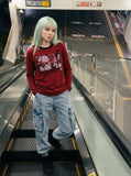 Grid Portrait Print Long-Sleeve Tee