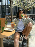 DAXUEN Relaxed-fit short-sleeved collared shirt — model photo