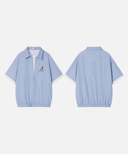 DAXUEN Relaxed-fit short-sleeved collared shirt