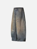 Wide-leg distressed denim jeans