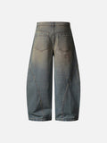 Wide-leg distressed denim jeans