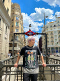 DAXUEN Faded wash crew neck t-shirt with graphic print — model photo