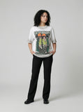 DAXUEN Faded wash crew neck t-shirt with graphic print — model photo