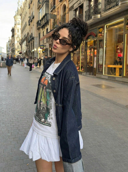 DAXUEN Faded wash crew neck t-shirt with graphic print — model photo