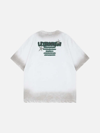 DAXUEN Faded wash crew neck t-shirt with graphic print