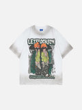 DAXUEN Faded wash crew neck t-shirt with graphic print