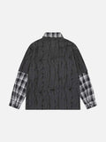 Grunge graphic long-sleeve shirt with plaid details
