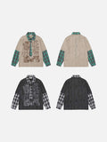 Grunge graphic long-sleeve shirt with plaid details