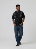 DAXUEN Short-sleeved crew neck T-shirt with grunge graphics — model photo