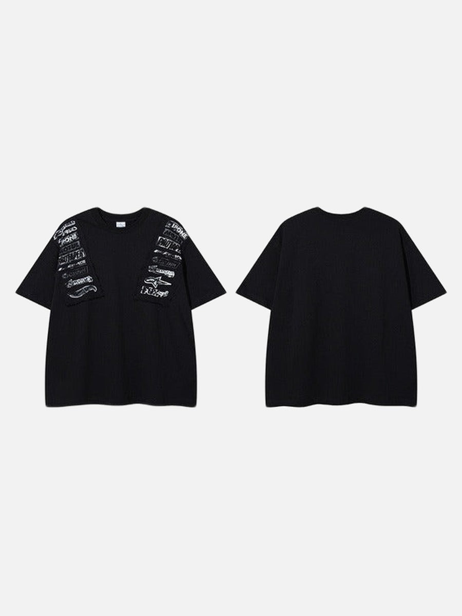 DAXUEN Short-sleeved crew neck T-shirt with grunge graphics
