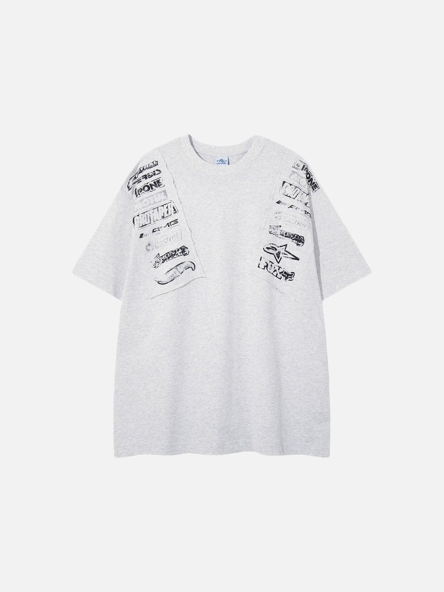 DAXUEN Short-sleeved crew neck T-shirt with grunge graphics