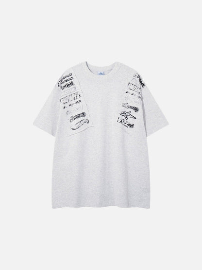 DAXUEN Short-sleeved crew neck T-shirt with grunge graphics
