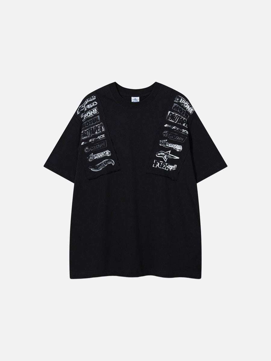 DAXUEN Short-sleeved crew neck T-shirt with grunge graphics