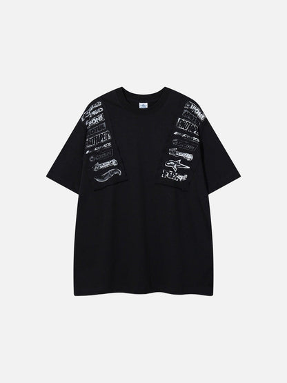 DAXUEN Short-sleeved crew neck T-shirt with grunge graphics
