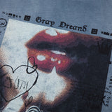 DAXUEN washed charcoal grey grunge lips and hand graphic t-shirt