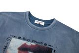 DAXUEN washed charcoal grey grunge lips and hand graphic t-shirt