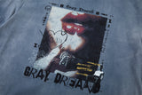 DAXUEN washed charcoal grey grunge lips and hand graphic t-shirt