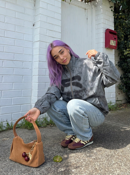 DAXUEN Oversized full-zip jacket with distressed grey pattern