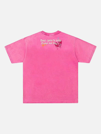 Grungy graphic t-shirt with skull and text
