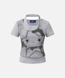 DAXUEN Women's halter neck two-piece top with printed design