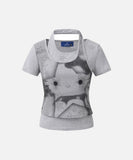 DAXUEN Women's halter neck two-piece top with printed design