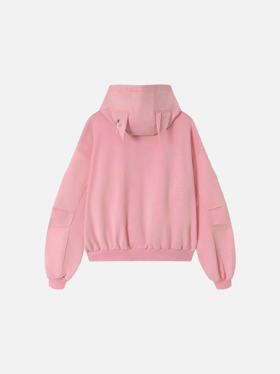 DAXUEN muted blue oversized hand-drawn graphic hooded sweatshirt