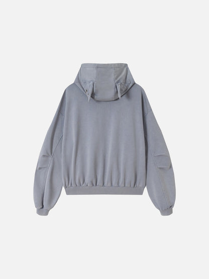 DAXUEN muted blue oversized hand-drawn graphic hooded sweatshirt