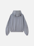 DAXUEN muted blue oversized hand-drawn graphic hooded sweatshirt
