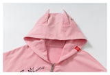 DAXUEN muted blue oversized hand-drawn graphic hooded sweatshirt
