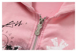 DAXUEN muted blue oversized hand-drawn graphic hooded sweatshirt