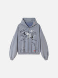 Hand-Drawn Graphic Oversized Hooded Sweatshirt