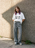DAXUEN solid colour oversized hands-graphic t-shirt — model photo