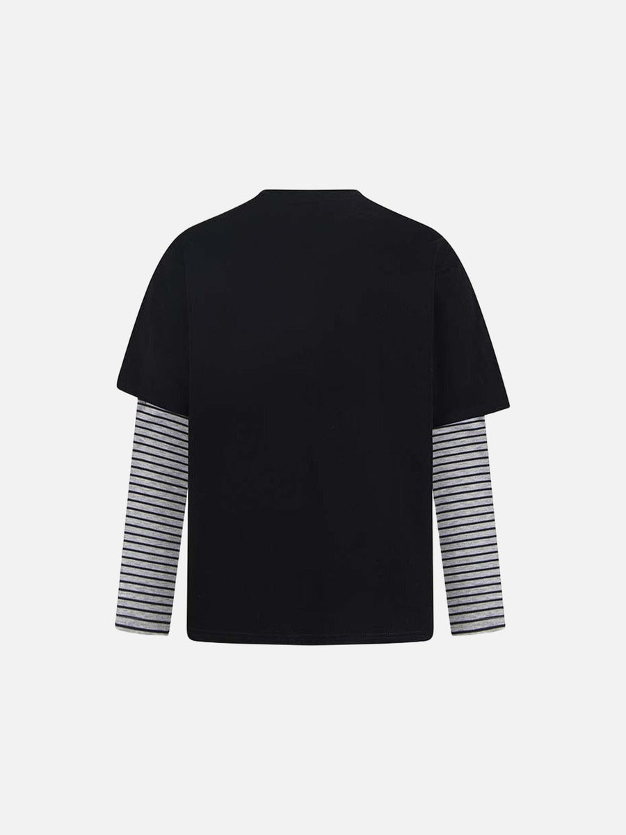 DAXUEN Black layered t-shirt with cartoon graphic