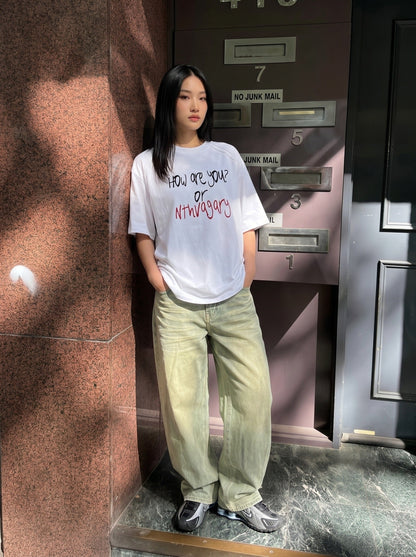 DAXUEN Oversized short-sleeved T-shirt with graphic print — model photo
