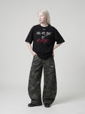 DAXUEN Oversized short-sleeved T-shirt with graphic print — model photo