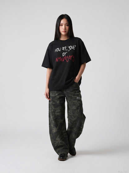 DAXUEN Oversized short-sleeved T-shirt with graphic print — model photo