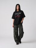 DAXUEN Oversized short-sleeved T-shirt with graphic print — model photo