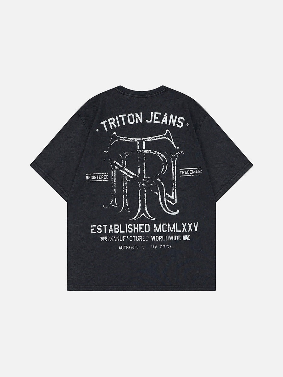 DAXUEN Graphic t-shirt featuring biker illustration and distressed text