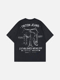 DAXUEN Graphic t-shirt featuring biker illustration and distressed text