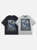 DAXUEN Graphic t-shirt featuring biker illustration and distressed text