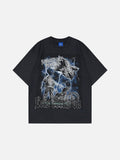 DAXUEN Graphic t-shirt featuring biker illustration and distressed text