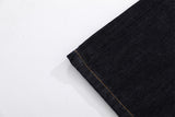 DAXUEN dark indigo denim heart-embroidered cropped shorts