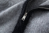 DAXUEN heather grey cardigan with black fuzzy trim