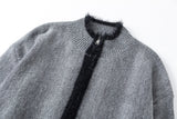DAXUEN heather grey cardigan with black fuzzy trim